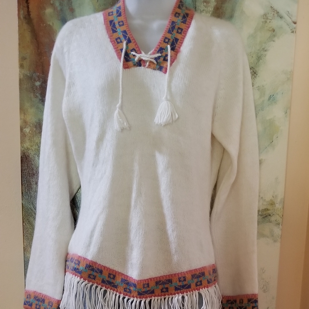 ZARA FRINGE KNIT  SWEATER, PULLOVER.